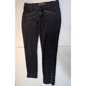 Refuge Women's Skin Tight Denim Leggings, Black, Sz 6 Pocket & Ankle Zippers